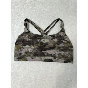 Lululemon Energy Bra Medium Support B–D Cup sz 10 Heritage Camo Wash Juniper Gre